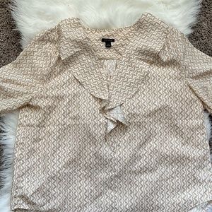 Light Tan Blouse with collar  size Large  Ann Taylor